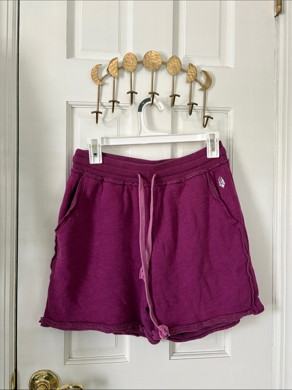Free People Magenta French Terry Drawstring Athletic Shorts